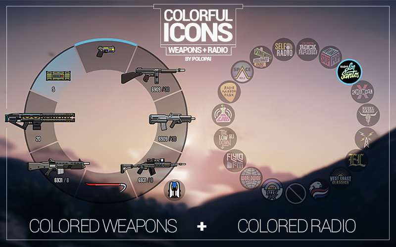 Colorful Icons (Radio + Weapons)