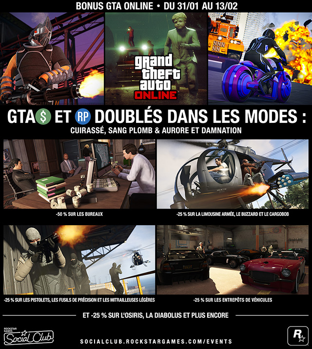 GTA Online  Bonus des prochaines semaines, MAJ à venir en 2017
